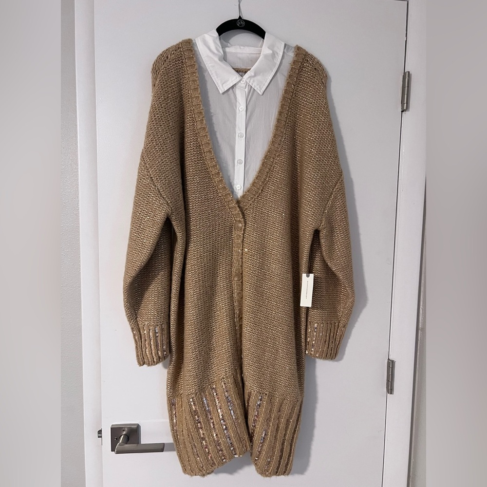 Anthropologie Gold/Tan Long Sleeve Sweater Dress